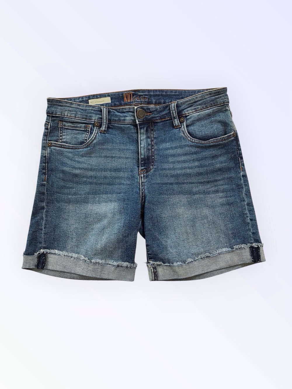 Kut from the Kloth Denim Shorts Katy Boyfriend Rolled Cuffs Medium Blue - Picture 7 of 7
